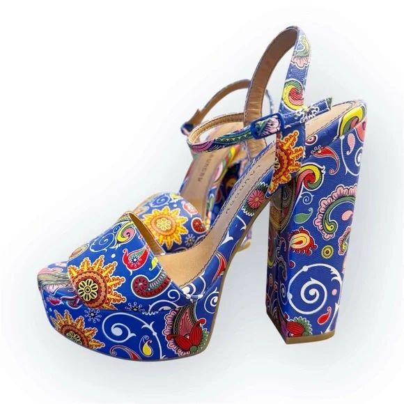 NWOT Chinese Laundry Women’s Abie Paisley Platform Psychedelic Chunky Heels - Picture 3 of 15
